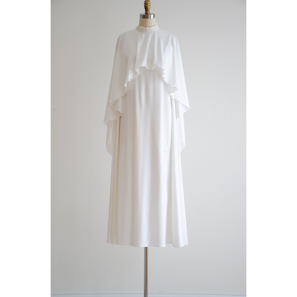 vintage wedding dress 60s Priscilla of Boston sleeveless minimalist white gown - Picture 9 of 10